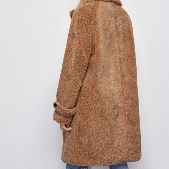 Double Breasted Teddy Coat, Notched Collar, Button Cuff, 2 pockets, Ov… - Picture 2 of 12